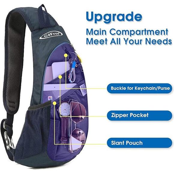 G4Free Sling Backpack Crossbody Schulter Ruckbag Shoulder Bag Blue Outdoor EUC - Picture 11 of 13